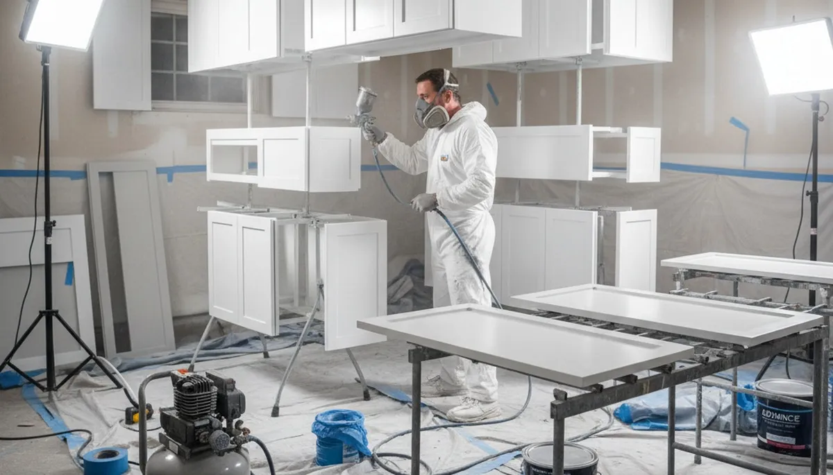 Professional cabinet painters applying smooth, durable kitchen finish in Providence, RI