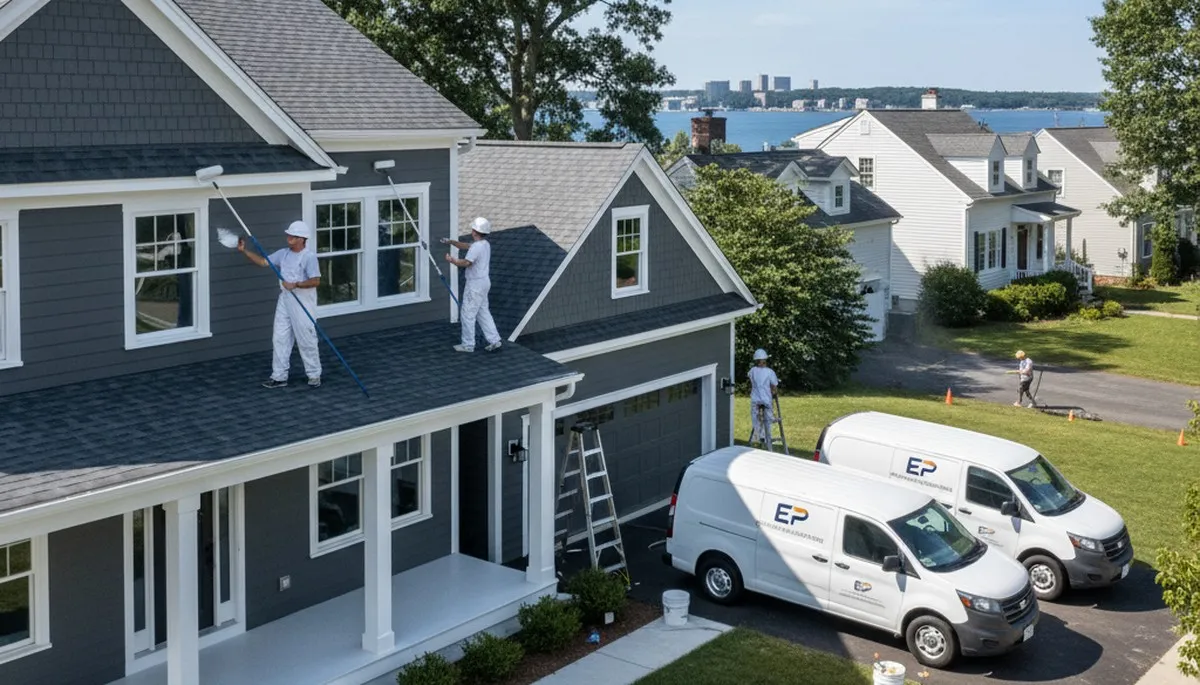Professional house painters enhancing home exterior in Providence RI