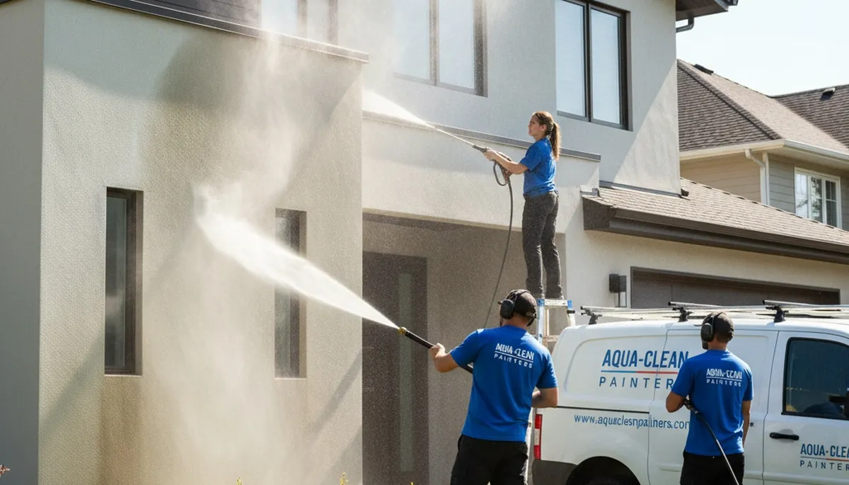 Professional pressure cleaning of historic home exterior in Providence RI removing mold and grime