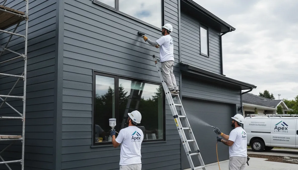 Professional siding painting on a coastal home in Providence, RI by expert house painters